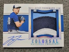 RICKY TIEDEMANN 2024 NATIONAL TREASURES COLOSSAL PATCH AUTO HOLO SILVER 15/25