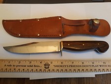CUSTOM HANDMADE IN USA HUNTING BOWIE KNIFE w LEATHER SHEATH 10.25" LONG