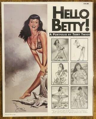 HELLO BETTY! A PORTFOLIO BY TERRY TWIGG x SIX x 14'' BETTIE PAGE PIN UP PRINTS