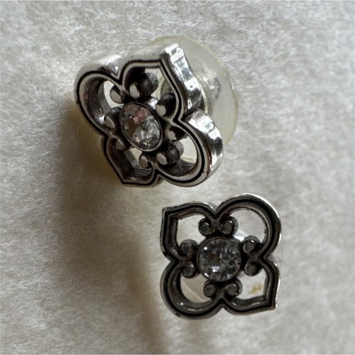 Brighton JE8272 Toledo Silver Plated Crystal Flower Stud Earrings, Clear