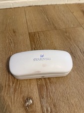 Swarovski Clamshell Eyeglasses Sunglasses Case With Crystal Front White