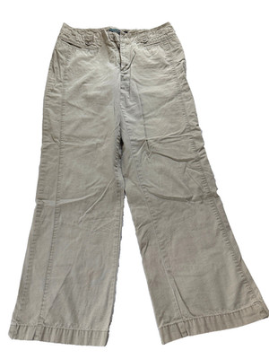 French Cuff Khaki Wide Leg Cotton Double Seamed Trouser Pants - Women's size 10
