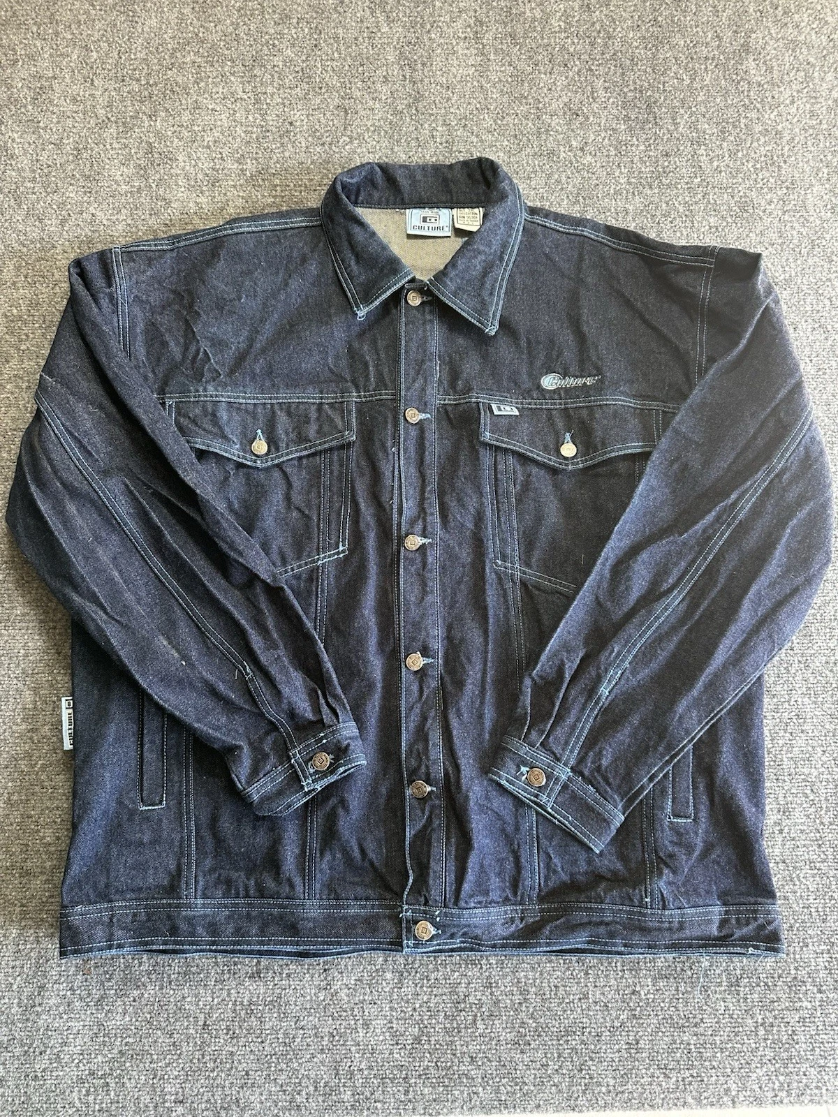 Culture Streetwear Y2K Skate Denim Jean Button Up Jacket Coat Men's 2XL VTG