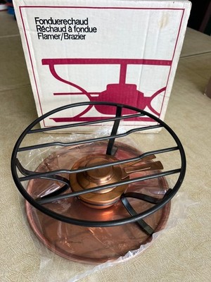 Vintage Spring Switzerland Fondue Rechaud Model 102-1 Copper Burner Stand Unused