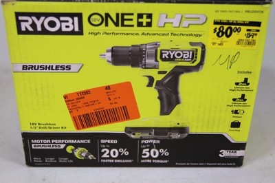 RYOBI ONE+ HP 18V 1/2 Drill/Driver Kit with (2) 2Ah Batteries  (PBLDD01K)