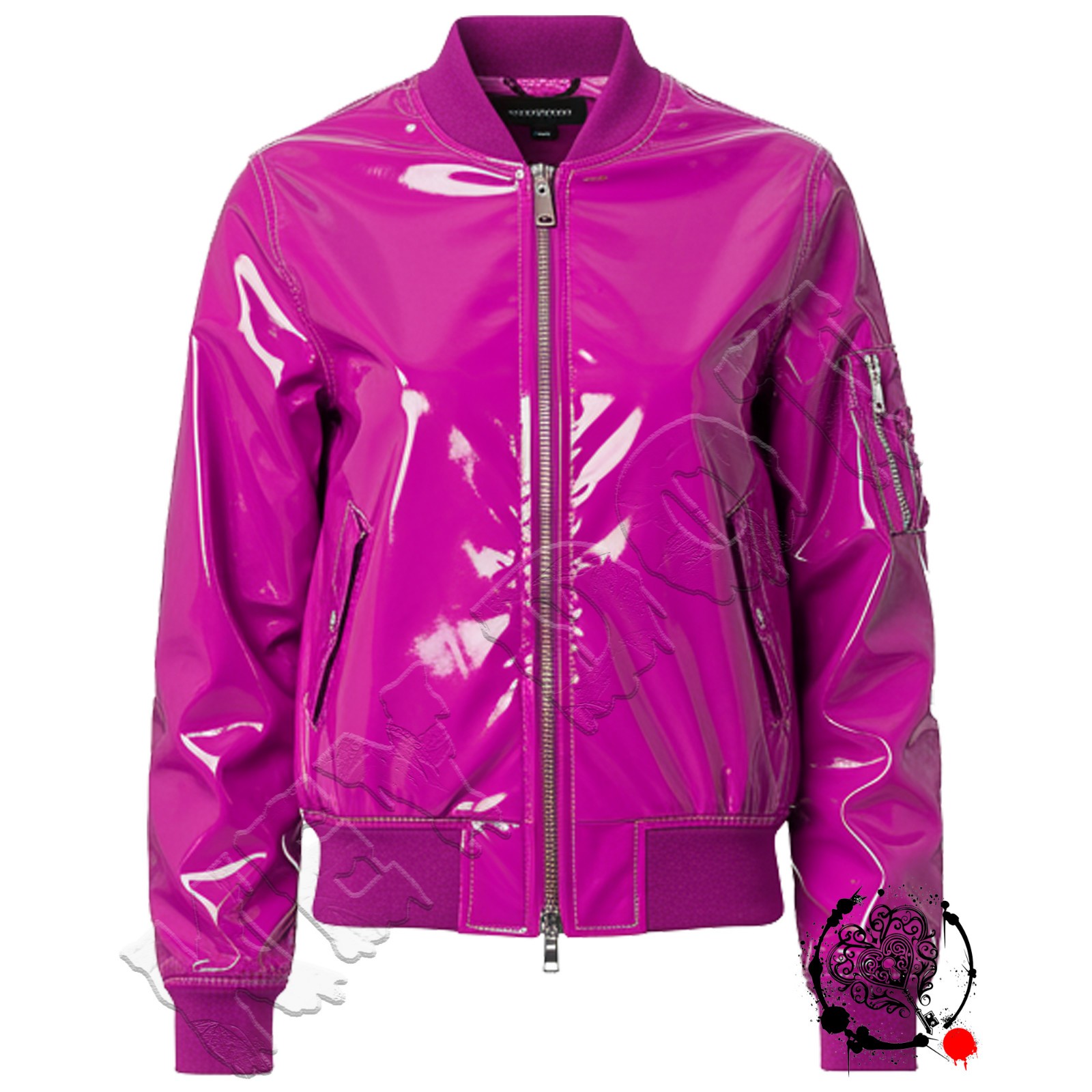 Men Women PVC Vinyl Bomber Jacket Shiny Glossy Wet Look Goth Motorcycle Coat Zip image 5
