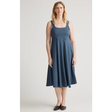 Quince Flowknit Breeze Fit & Flare Dress Navy Med
