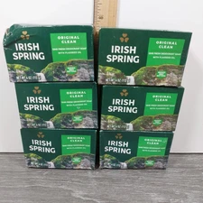 SIX Irish Spring Deodorant Bar Soap "Original Clean" Flaxseed 4 oz each