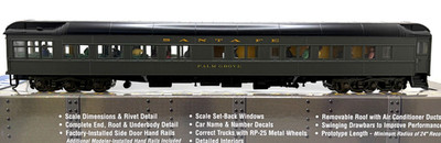 HO WALTHERS 932-10452 PULLMAN HEAVYWEIGHT SOLARIUM-OBS WITH PASSENGERS SANTA FE