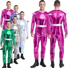 Männer Alien Roboter Kostüm Langärmel hohe Taille Jumpsuit Weltraum Performance 