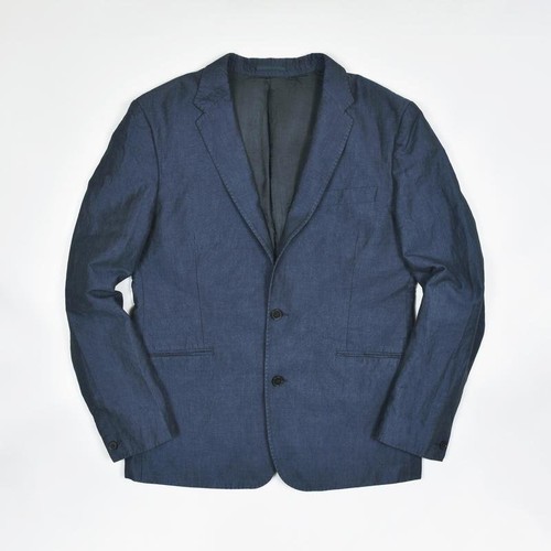Men Acne Blazer Navy Linen Cotton 50