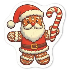 Aufkleber Sticker "Lebkuchen Weihnachtsmann mit Zuckerstange" (DW049600)