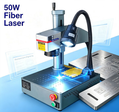 50W Desktop Fiber Laser Metal Steel Engraver Machine 110x110mm EzCad2 USA FedEx