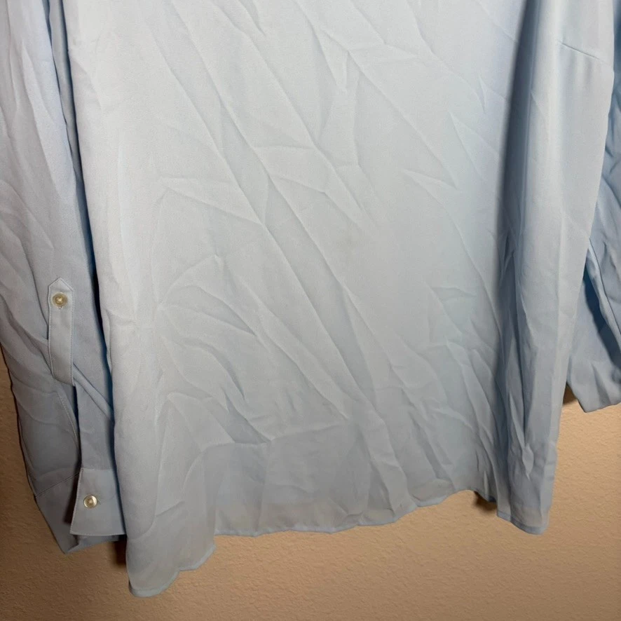 Ann Taylor Blouse Women's XL Blue Round Neck 3/4 Sleeve Career Shirt Top - Image 3 of 4