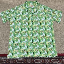 Atomic Tiki Rayon Hawaiian Loop Collar Camp Shirt Retro Mid-Century Men's Large