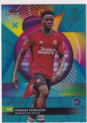 Topps Finest Champions League 2024 No. 65 Omari Forson Aqua Rookie 193/250