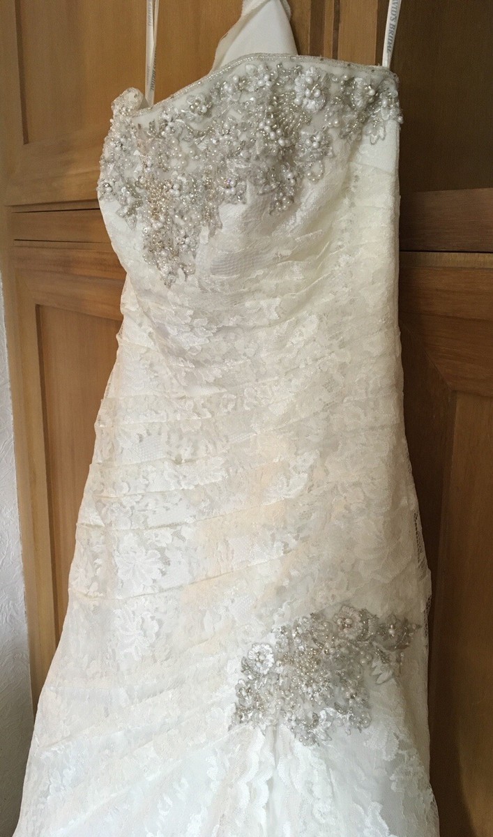 Davids Bridal Wedding Dress Size 2, Style YP3355 in Ivory, Beaded | eBay