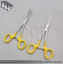 Hemostat Pean Forceps Surgical Yellow Dep Handle 7" Straight  Curved