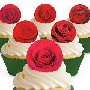 Cakeshop 12 X Essbare Rote Rosen Blumen Kuchen Dekoration Ebay