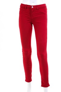 J-Brand-Womens-Mid-Rise-Slim-Skinny-Casual-Pants-Red-Cotton-Size-26