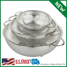 3-Piece Stainless Steel Mesh Micro-Perforated Strainer Colander Set (1-Quart, 2.