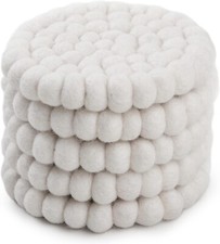 Round Felt Ball Coasters  100% Merino Wool Ta...
