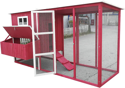 New 87'' Backyard Wood Chicken Coop Hen House 4-6 Chickens Nesting Box & Run