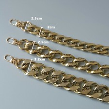 Women's Gold Acrylic Curb Chain Shoulder Crossbody Handbag Handle Bag Strap