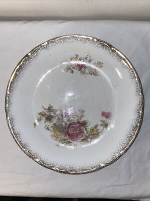 Vintage W.M. Co WILLETS MANUFACTURING PINK ROSE SEMI PORCELAIN PLATE ART DECO