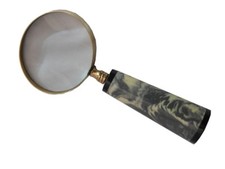 Brass Magnifier Clear Lensed Lens Handheld Magnifying Glass With Plastic Handle