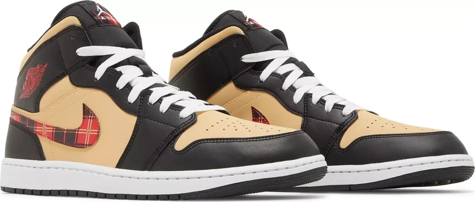 [DZ5329-001] Mens Air Jordan Retro 1 Mid SE Tartan Swoosh Mens Size 10 - Image 2 of 4