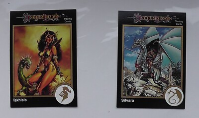 Dragon Lance Trading Cards Silvara und Takhisi, englische Sammelkarten