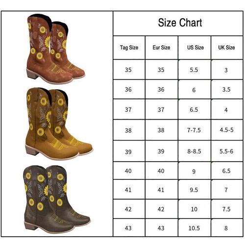 Frauen Retro Pointed Toe Cowgirl Cowboy Stiefel Vintage Mid Calf Western SchuheY - Bild 2 von 5