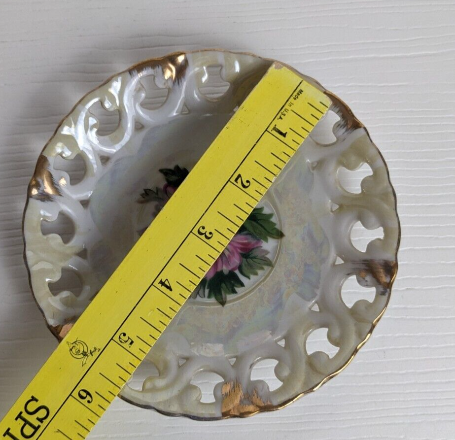 お値下中　アンティーク　花車飾り Vintage Decorative Collectable Flowers on Iridescent Gold Trim 6