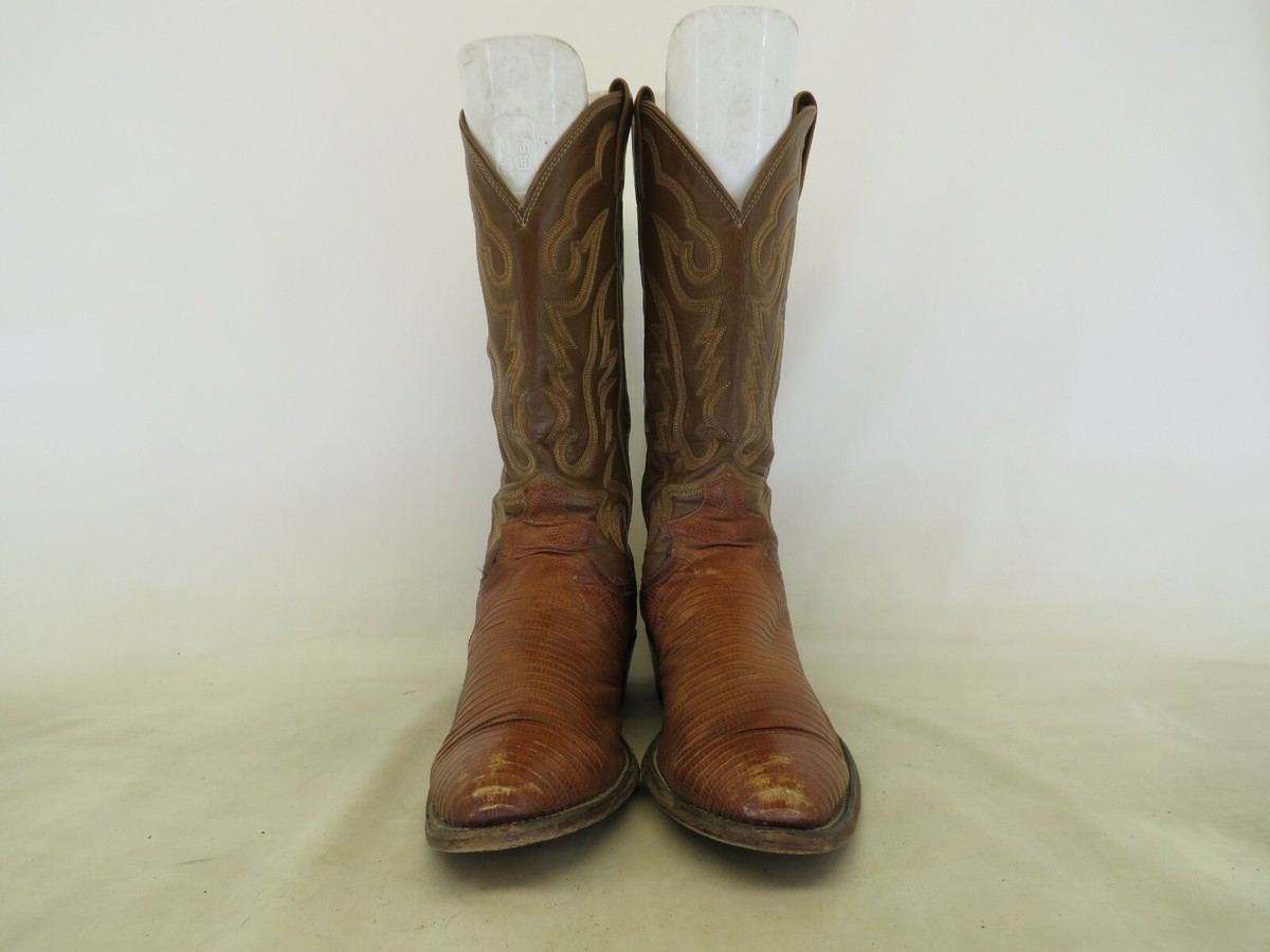 Justin Brown Leather Lizard Cowboy Western Boots Mens Size 8  display picture 1