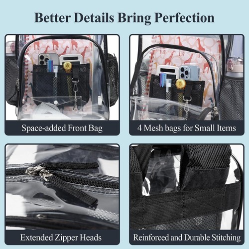 Clear Backpack - Large Clear Backpack Heavy Duty Transparent Backpack See Thr... - Picture 7 of 9