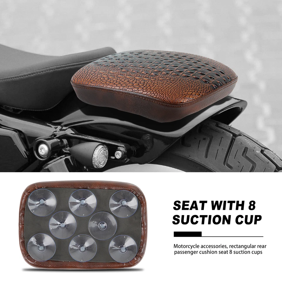 Asiento de pasajero trasero Pillion Pad 8 ventosas marrón apto para Harley Davidson Dyna Foto 4 de 4