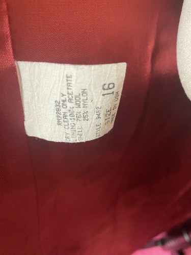 Vintage 1980’s Deep Red Wool Blend Open Front Trench Coat Size 16 Made In USA - Picture 10 of 18