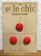 Vintage Le Chic Buttons Red Gold Accent Glass Shank 9/16" #5416 West Germany
