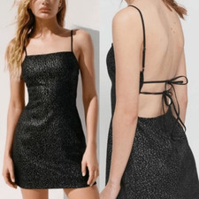 Urban Outfitters Cheetah Print Black/Silver Mini Dress Size Small NWOT