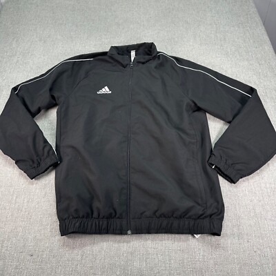 Adidas Track Jacket Mens Medium Black Full Zip Mesh Lined 3 Strips