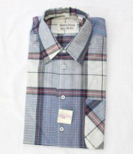 NOS vtg BILL BLASS Plaid Check Patchwork Button Shirt Men Medium M Blue GTS New