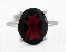 GENUINE 3.22 Cts GARNET SOLITAIRE RING .925 STERLING SILVER - New With Tag