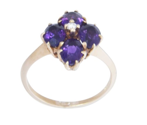 Anello Donna Oro Giallo 14k Diamanti & Ametista 9,5 - Foto 9 di 12