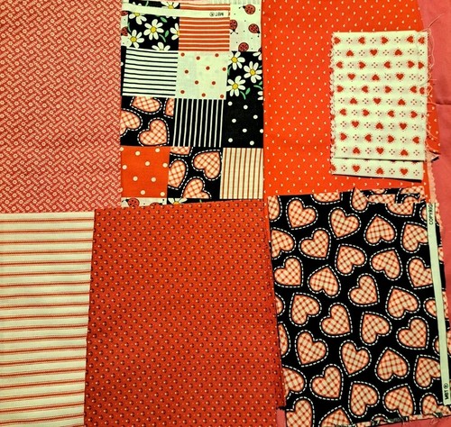 Quilting Sewing Fabric Stash Red Hearts Valentine's Cotton 9.4 Oz.
