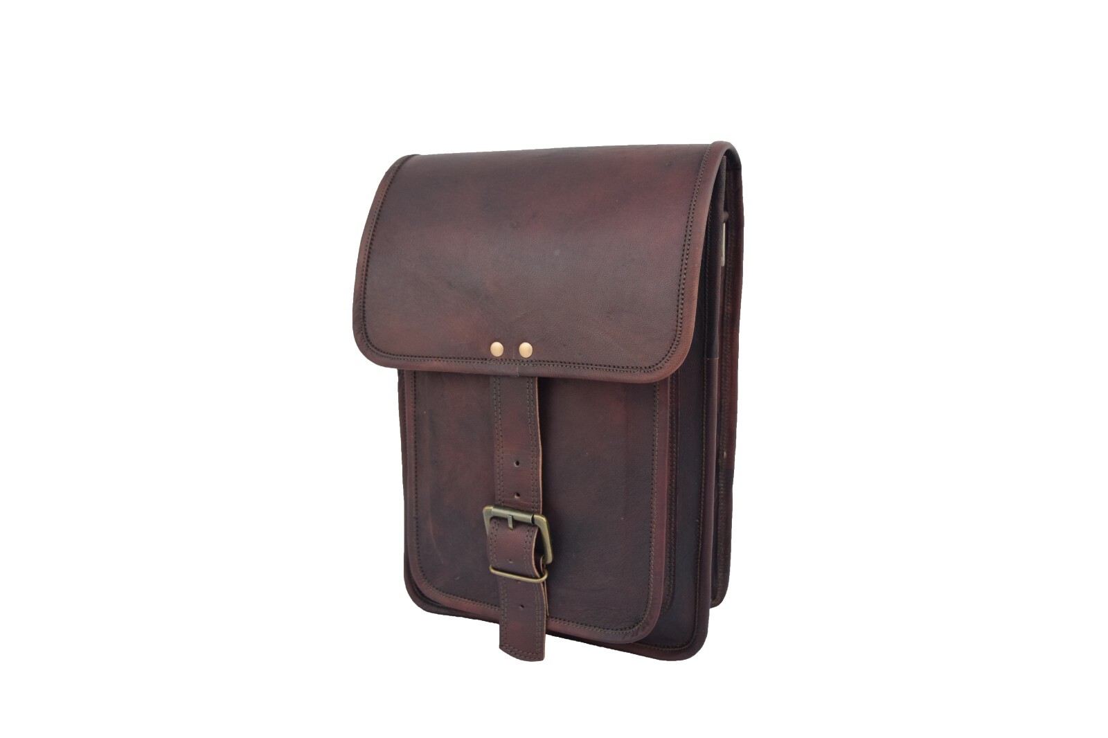 14 In Dark Leather Messenger Bag School A4 Laptop Satchel Crossbody Sling Bag