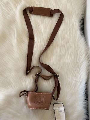 Vintage COACH Bag USA Olympics 1996 Glove Tanned Leather Beverage