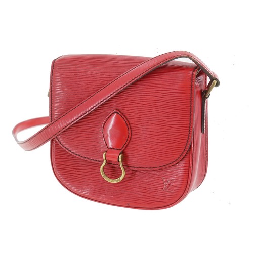 LOUIS VUITTON Mini Saint Cloud Used Red Epi Leather Shoulder Bag M52217 #AG913 S