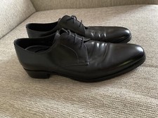 Prada Black Brushed Leather Derby Shoes Men's 6.5