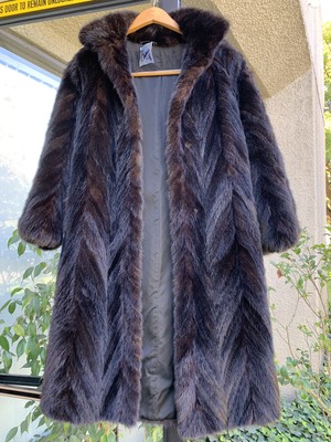 Manteau En Fourrure De Vison Véritable - Taille 40 - Marron - Style Vintage - Fabriqué En France - Sans étiquette